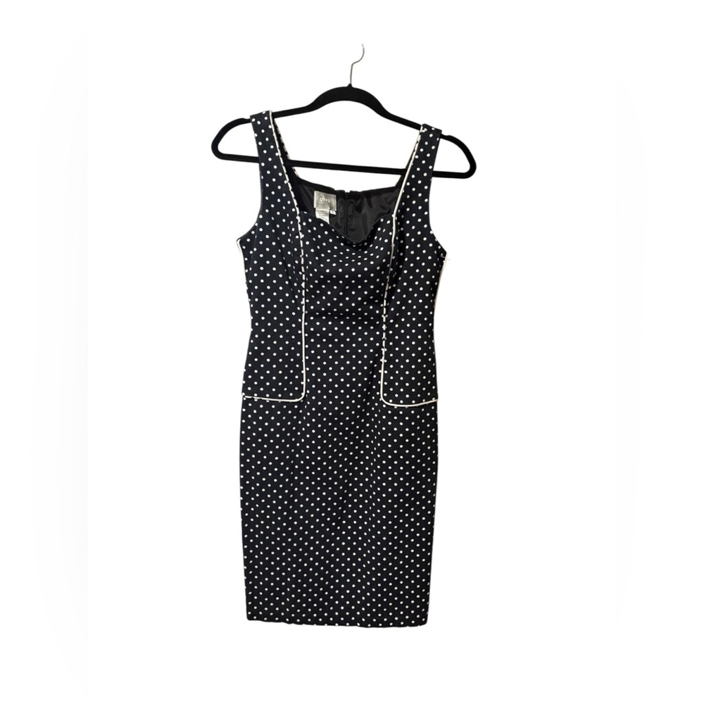 Donna Morgan Black & White Polka Dot Midi Dress - Picture 2 of 6